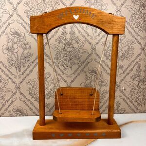 Vintage Wooden Swing Display Perfect for Dolls Bears Miniature Plant Stand
